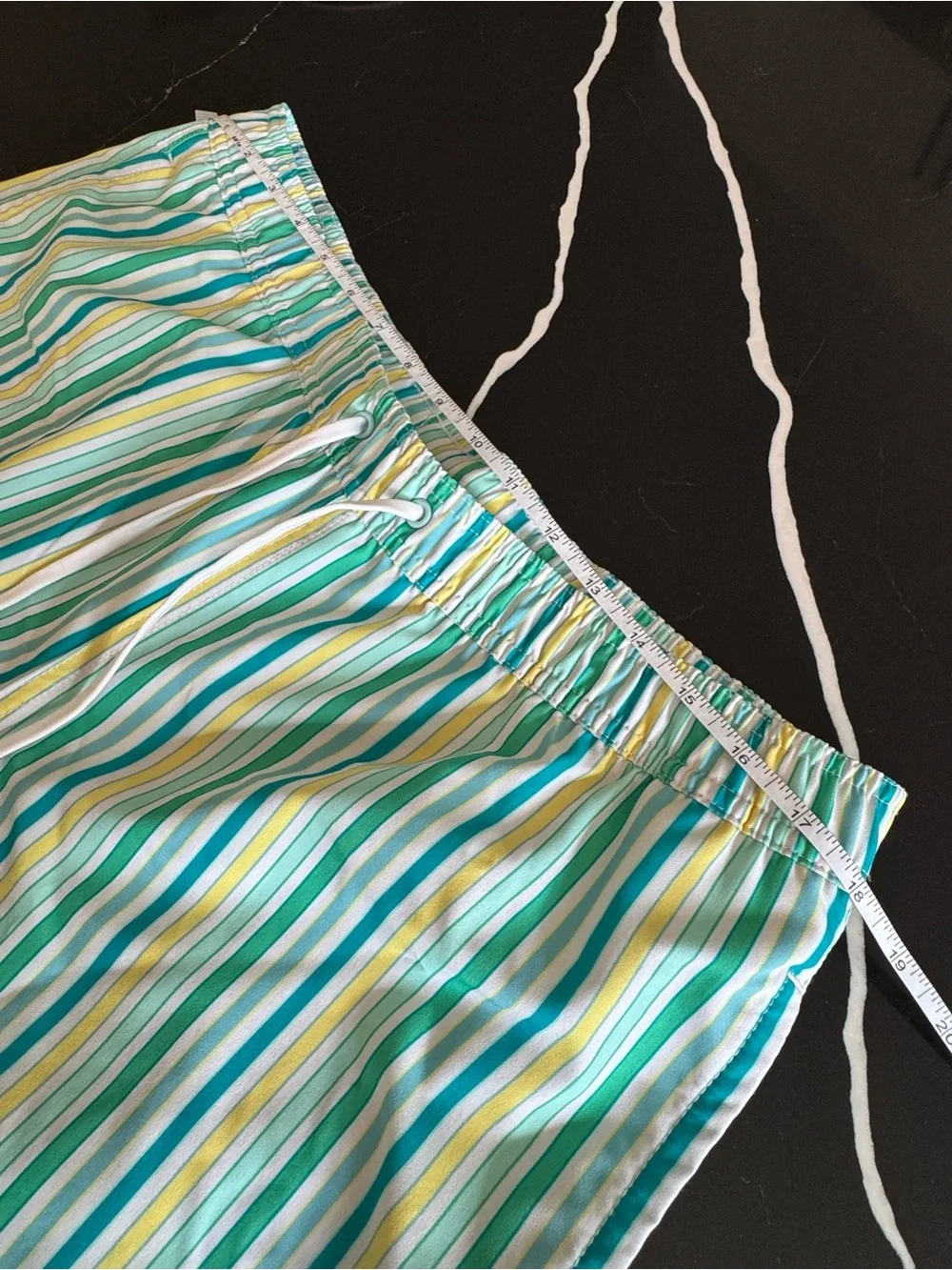 Vineyard Vines Striped Swim Trunks - Teal, Yellow & White